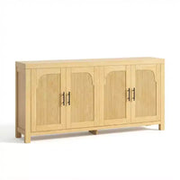 Buffet desserte 71 avec 4 portes, crédence cannelée armoire de rangement avec gestion des câbles et étagères réglables, table de buffet pour cuisine
