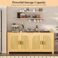 Buffet desserte 71 avec 4 portes, crédence cannelée armoire de rangement avec gestion des câbles et étagères réglables, table de buffet pour cuisine