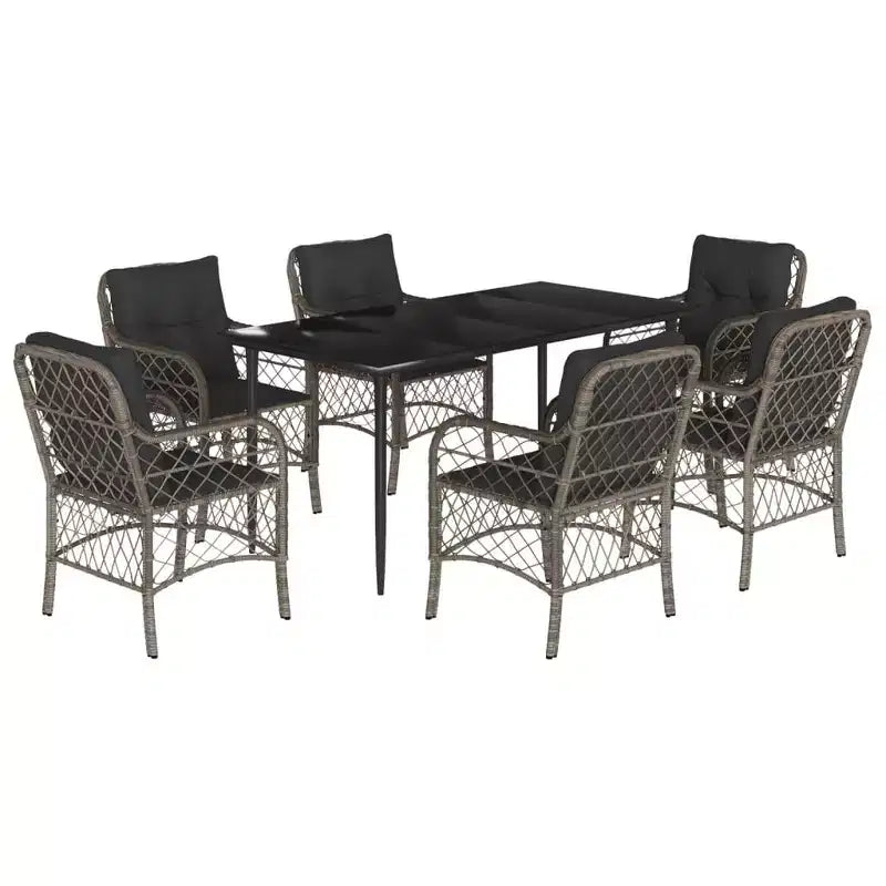 vidaXL Salon de bistrot moderne en rotin synthétique avec coussins