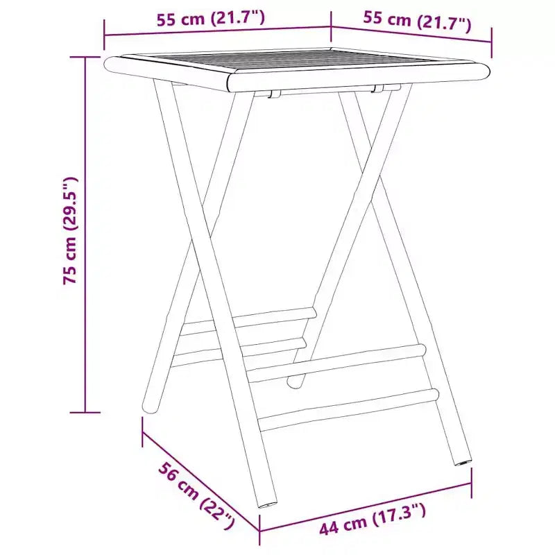vidaXL Ensemble de bistro pliant en bambou avec coussins
