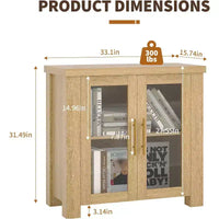 Buffet de cuisine 33''/59 à portes en verre trempé - desserte crédence en bois pour rangement salle à manger salon