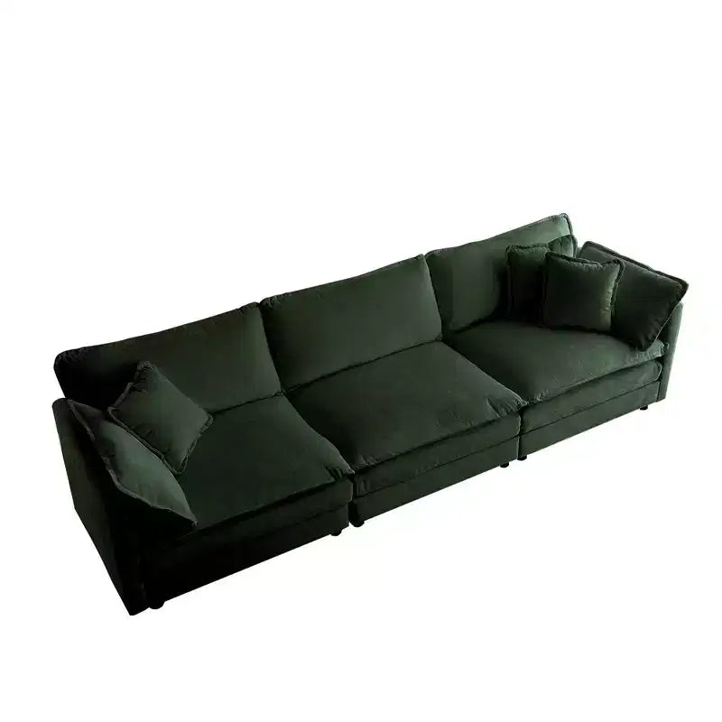 Canapé MAYEERTY moderne milieu de siècle 3 places avec 2 coussins d'accoudoir et 3 coussins décoratifs pour salon ou chambre, vert