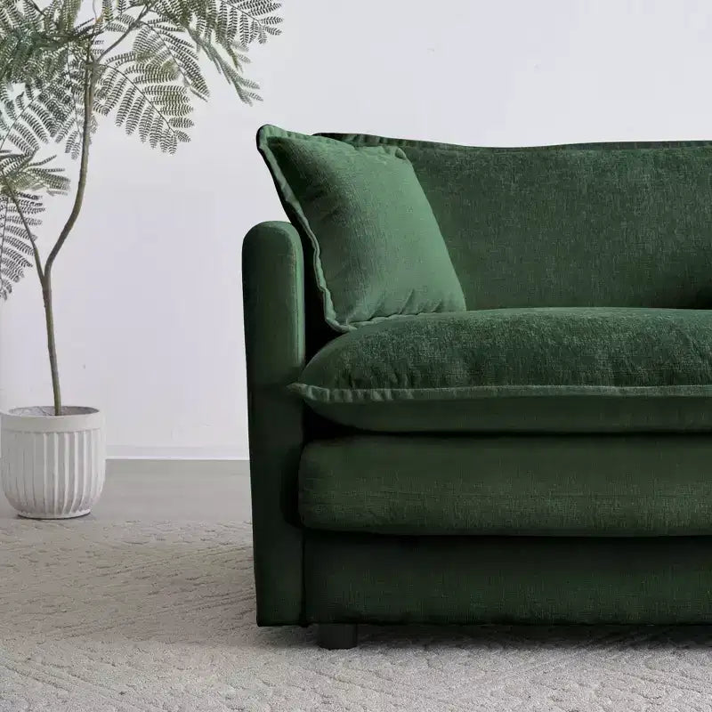 Canapé MAYEERTY moderne milieu de siècle 3 places avec 2 coussins d'accoudoir et 3 coussins décoratifs pour salon ou chambre, vert