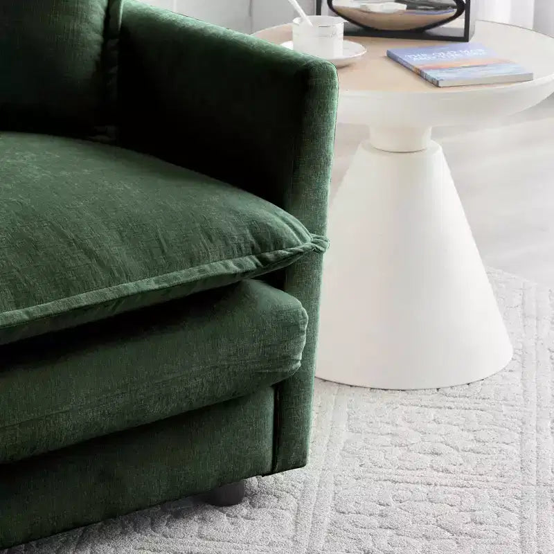Canapé MAYEERTY moderne milieu de siècle 3 places avec 2 coussins d'accoudoir et 3 coussins décoratifs pour salon ou chambre, vert