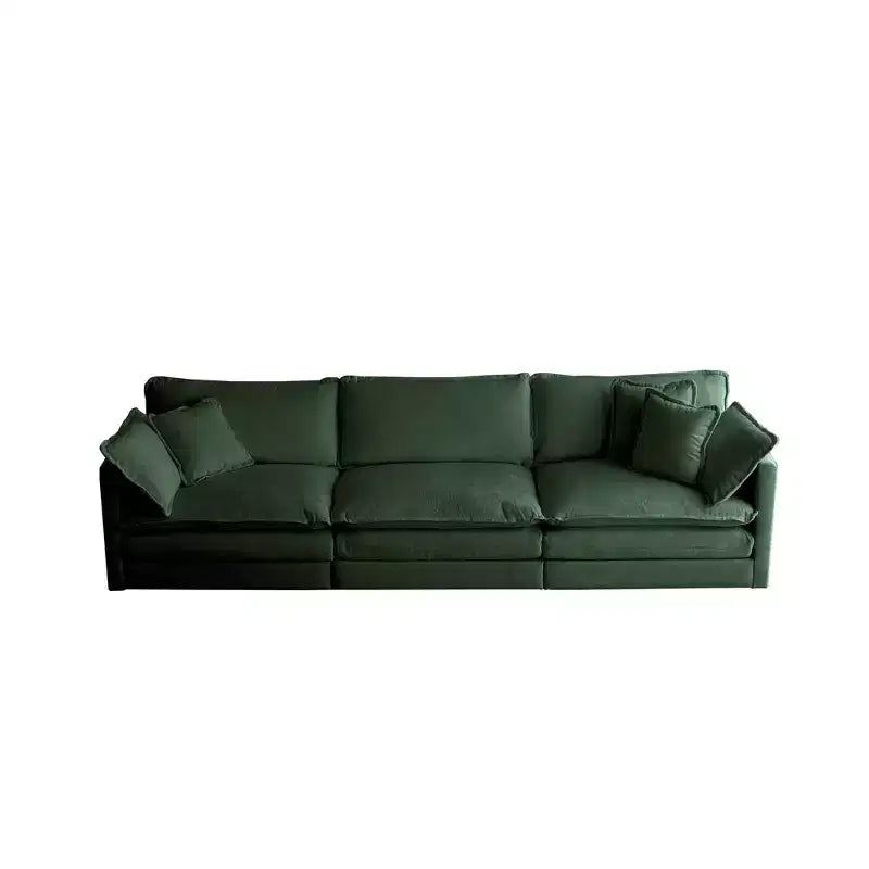 Canapé MAYEERTY moderne milieu de siècle 3 places avec 2 coussins d'accoudoir et 3 coussins décoratifs pour salon ou chambre, vert