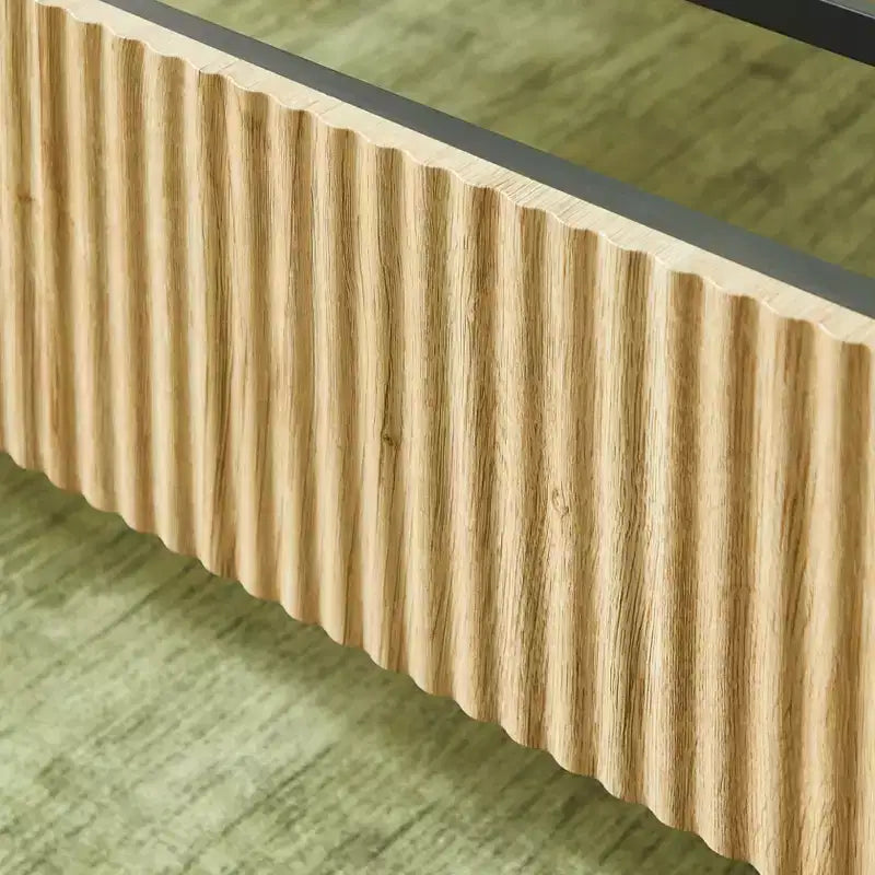Cadre de lit plateforme en bois taille Full / Queen / King avec accents ondulés - ModernLuxe
