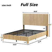 Cadre de lit plateforme en bois pour lits Double/Queen/King avec accents ondulés - ModernLuxe