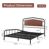 Cadre de lit taille Full avec tête et pied de lit en bois, lit plateforme robuste avec rangement sous le lit, construction métallique solide, montage facile