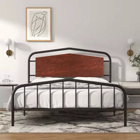 Cadre de lit taille Full avec tête et pied de lit en bois, lit plateforme robuste avec rangement sous le lit, construction métallique solide, montage facile