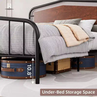 Cadre de lit taille Full avec tête et pied de lit en bois, lit plateforme robuste avec rangement sous le lit, construction métallique solide, montage facile