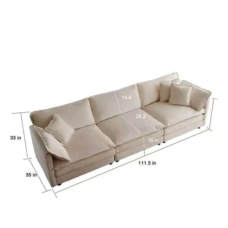 Canapé sectionnel modulaire en U Homy Casa en chenille avec ottomans réversibles, confort profond rembourré, beige