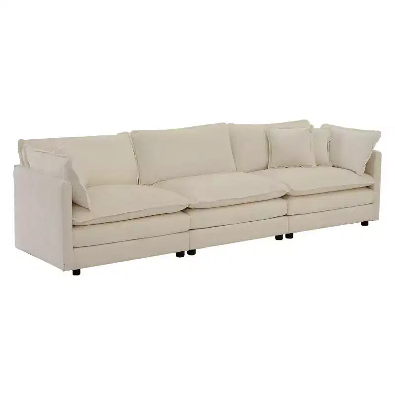 Canapé sectionnel modulaire en U Homy Casa en chenille avec ottomans réversibles, confort profond rembourré, beige