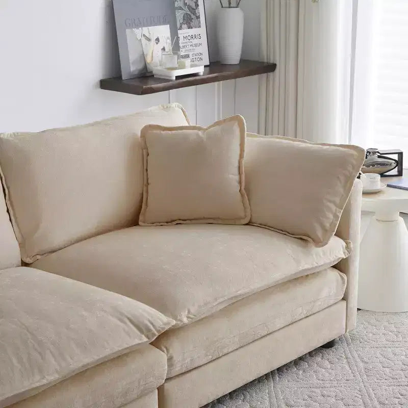 Canapé sectionnel modulaire en U Homy Casa en chenille avec ottomans réversibles, confort profond rembourré, beige