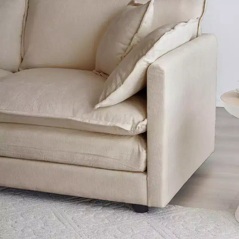 Canapé sectionnel modulaire en U Homy Casa en chenille avec ottomans réversibles, confort profond rembourré, beige
