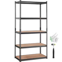 Étagère de rangement VEVOR, 5 niveaux réglables, capacité de 907 kg, étagères de garage robustes, organisateur en métal, rack utilitaire, noir, 89L x 46W x 180H