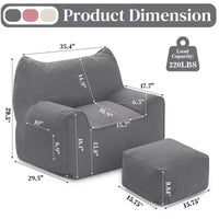 Pouf poire ergonomique Hommpa en forme de chat en velours côtelé avec pouf pour adultes - Canapé de détente ergonomique moelleux, siège gaming et relaxation