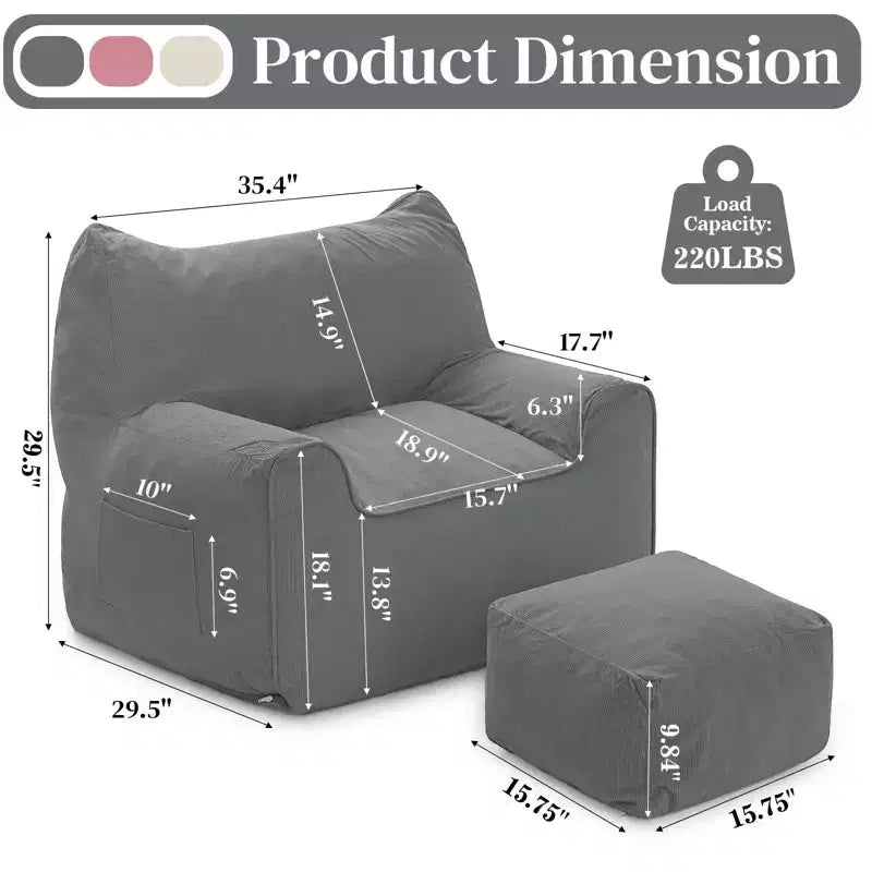 Pouf poire ergonomique Hommpa en forme de chat en velours côtelé avec pouf pour adultes - Canapé de détente ergonomique moelleux, siège gaming et relaxation