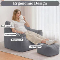 Pouf poire ergonomique Hommpa en forme de chat en velours côtelé avec pouf pour adultes - Canapé de détente ergonomique moelleux, siège gaming et relaxation