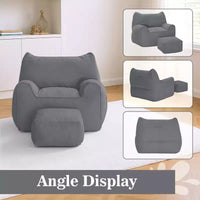 Pouf poire ergonomique Hommpa en forme de chat en velours côtelé avec pouf pour adultes - Canapé de détente ergonomique moelleux, siège gaming et relaxation