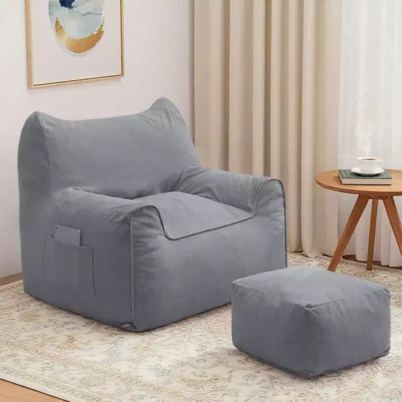 Pouf poire ergonomique Hommpa en forme de chat en velours côtelé avec pouf pour adultes - Canapé de détente ergonomique moelleux, siège gaming et relaxation