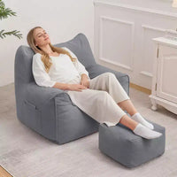 Pouf poire ergonomique Hommpa en forme de chat en velours côtelé avec pouf pour adultes - Canapé de détente ergonomique moelleux, siège gaming et relaxation