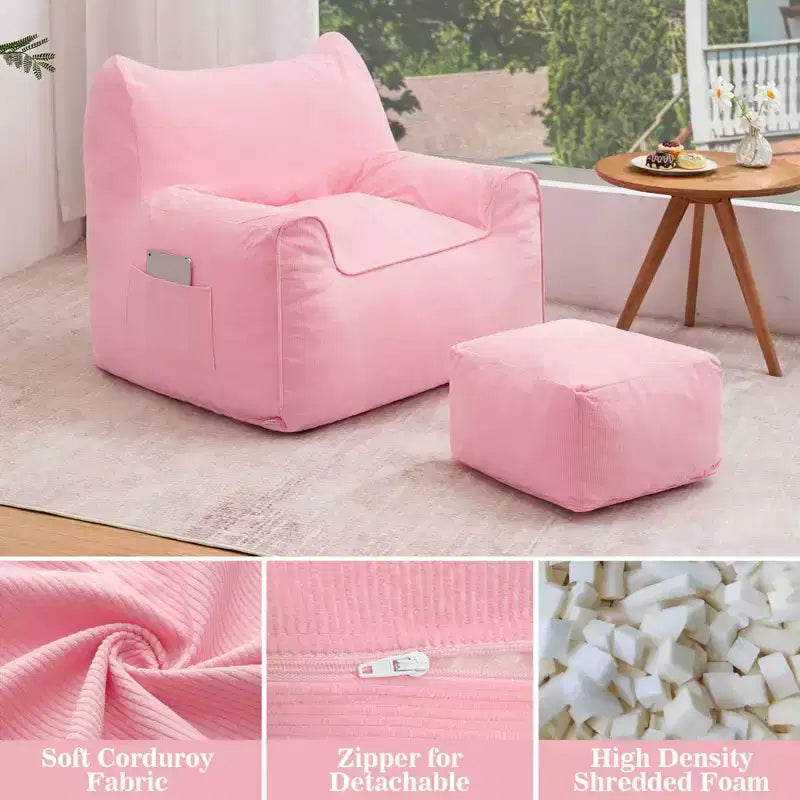 Pouf poire ergonomique Hommpa en forme de chat en velours côtelé avec pouf pour adultes - Canapé de détente ergonomique moelleux, siège gaming et relaxation