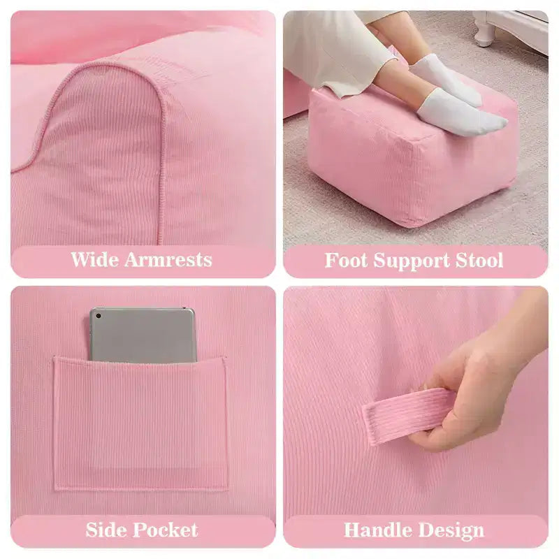 Pouf poire ergonomique Hommpa en forme de chat en velours côtelé avec pouf pour adultes - Canapé de détente ergonomique moelleux, siège gaming et relaxation