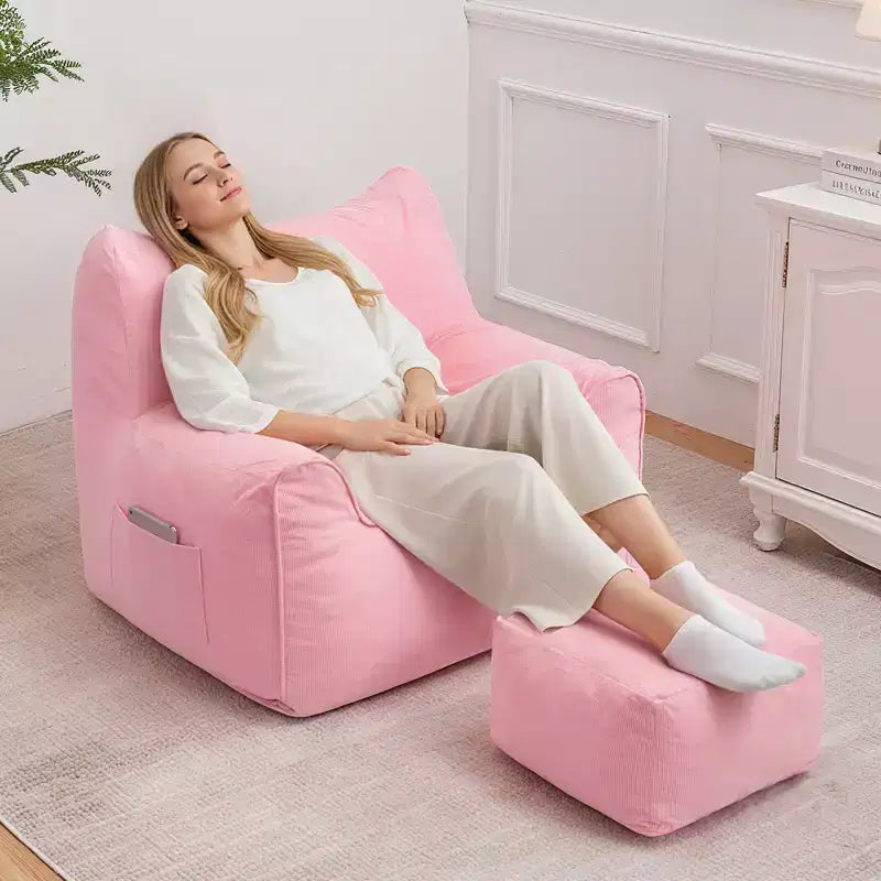 Pouf poire ergonomique Hommpa en forme de chat en velours côtelé avec pouf pour adultes - Canapé de détente ergonomique moelleux, siège gaming et relaxation