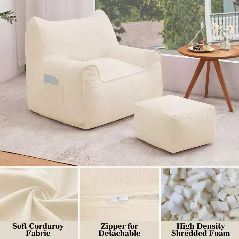 Pouf poire ergonomique Hommpa en forme de chat en velours côtelé avec pouf pour adultes - Canapé de détente ergonomique moelleux, siège gaming et relaxation