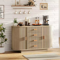 Buffet enfilade de 47 pouces avec rangement, meuble de bar à café cannelé avec 4 tiroirs et 2 portes coulissantes, buffet en bois pour cuisine et salon