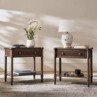 Godefroy Table d'appoint 1 tiroir, 66 cm, lot de 2 | HULALA HOME-WALNUT