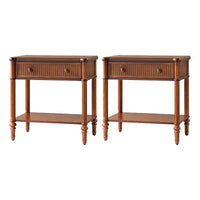 Godefroy Table d'appoint 1 tiroir, 66 cm, lot de 2 | HULALA HOME-WALNUT