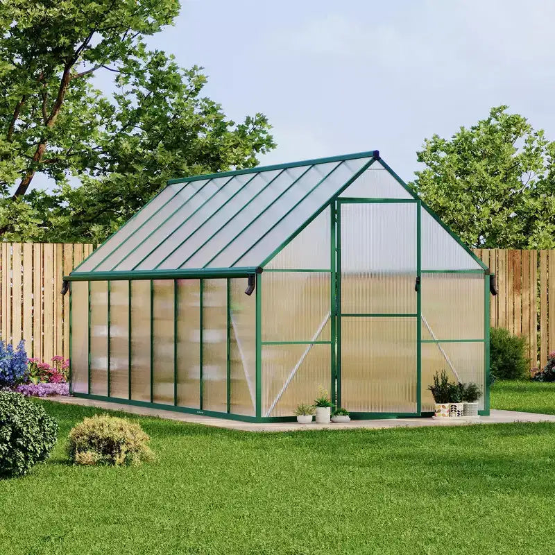 8'X16' Aluminum-Framed Polycarbonate Greenhouse, Heavy Duty Greenhouse with Quick Setup Structure and Roof Vent, Enhanced Aluminum Greenhouses Kit