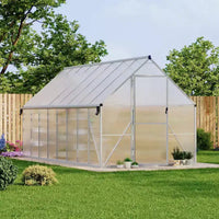 Serre en polycarbonate avec cadre en aluminium 8'X16', Serre robuste avec structure à montage rapide et lucarne de toit, Kit de serres en aluminium amélioré