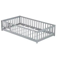 Lit de plancher double Luxystar avec clôture et porte pour chambre d'enfant