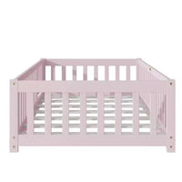 Lit de plancher double Luxystar avec clôture et porte pour chambre d'enfant