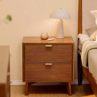 Table de chevet Linea Tambour à 2 tiroirs avec poignée en laiton