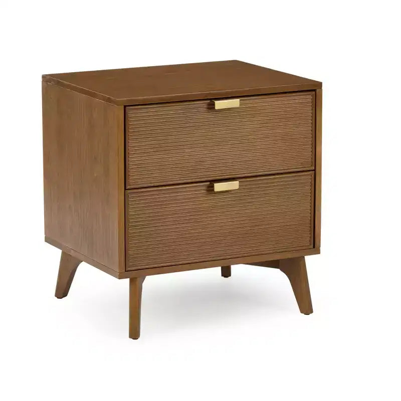 Table de chevet Linea Tambour à 2 tiroirs avec poignée en laiton