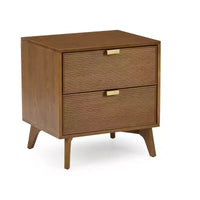 Table de chevet Linea Tambour à 2 tiroirs avec poignée en laiton
