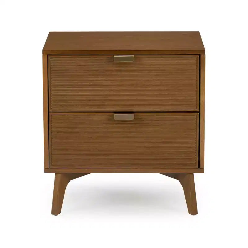Table de chevet Linea Tambour à 2 tiroirs avec poignée en laiton