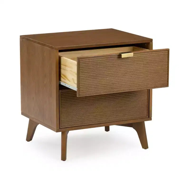 Table de chevet Linea Tambour à 2 tiroirs avec poignée en laiton