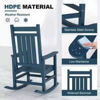 Ensemble de fauteuils à bascule extérieurs en HDPE toutes saisons, fauteuils à dossier haut pour porche et patio, robustes et confortables, montage facile, lot de 2 pièces