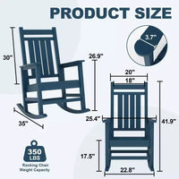 Ensemble de fauteuils à bascule extérieurs en HDPE toutes saisons, fauteuils à dossier haut pour porche et patio, robustes et confortables, montage facile, lot de 2 pièces