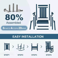 Ensemble de fauteuils à bascule extérieurs en HDPE toutes saisons, fauteuils à dossier haut pour porche et patio, robustes et confortables, montage facile, lot de 2 pièces
