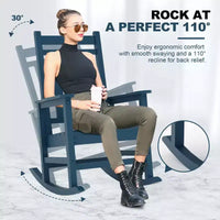 Ensemble de fauteuils à bascule extérieurs en HDPE toutes saisons, fauteuils à dossier haut pour porche et patio, robustes et confortables, montage facile, lot de 2 pièces