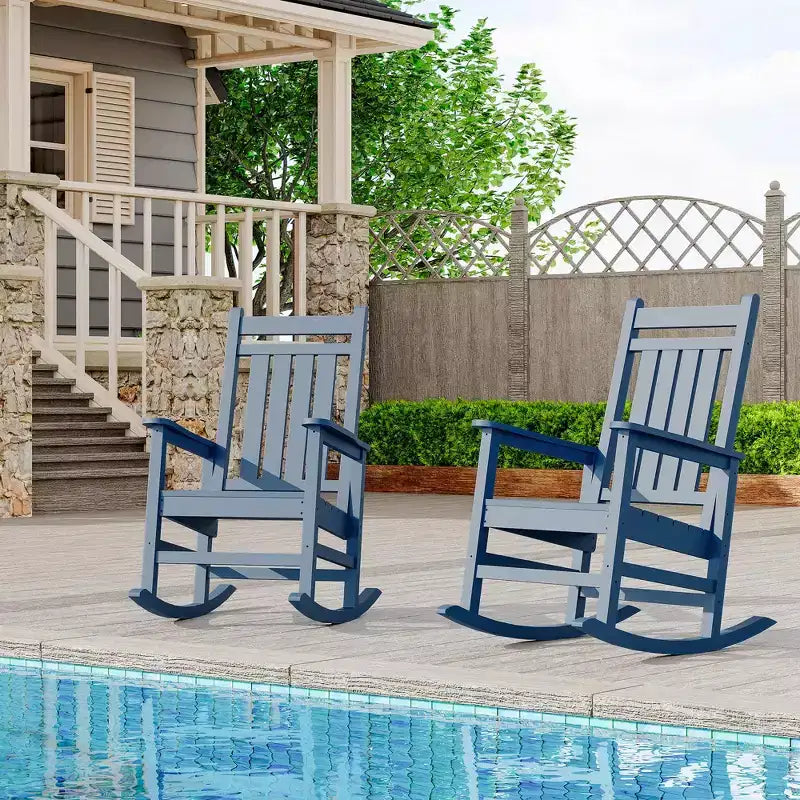 Ensemble de fauteuils à bascule extérieurs en HDPE toutes saisons, fauteuils à dossier haut pour porche et patio, robustes et confortables, montage facile, lot de 2 pièces