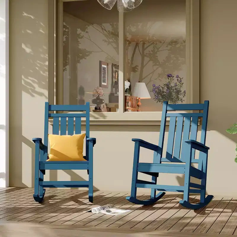 Ensemble de fauteuils à bascule extérieurs en HDPE toutes saisons, fauteuils à dossier haut pour porche et patio, robustes et confortables, montage facile, lot de 2 pièces