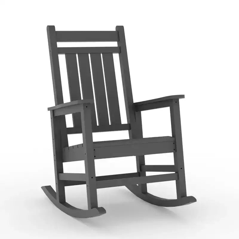 Ensemble de 2 fauteuils à bascule d'extérieur en PEHD tout temps avec dossier haut pour véranda et patio, confort haute résistance, assemblage facile