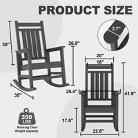 Ensemble de fauteuils à bascule extérieurs en HDPE toutes saisons, fauteuils à dossier haut pour porche et patio, robustes et confortables, montage facile, lot de 2 pièces