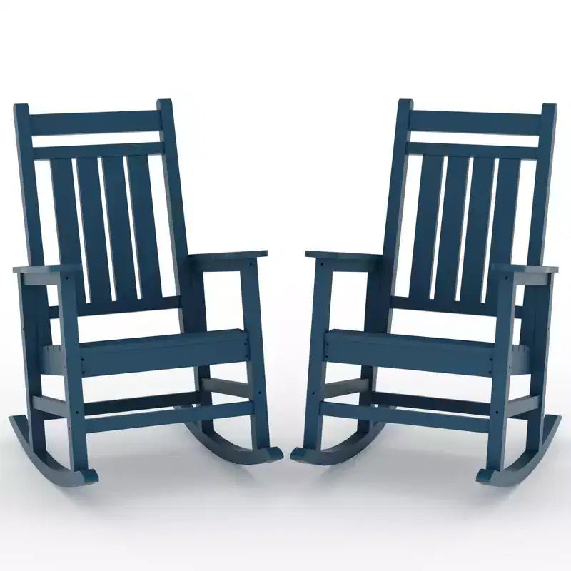 Ensemble de fauteuils à bascule extérieurs en HDPE toutes saisons, fauteuils à dossier haut pour porche et patio, robustes et confortables, montage facile, lot de 2 pièces